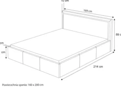 Łóżko tapicerowane 160x200 cm Soave z pojemnikiem i metalowym stelażem stalowy welur