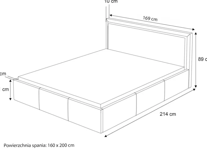 Łóżko tapicerowane 160x200 cm Soave z pojemnikiem i metalowym stelażem jasnoszary welur