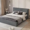 Łóżko tapicerowane 180x200 cm Soave z pojemnikiem i metalowym stelażem stalowy welur