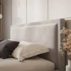 Łóżko tapicerowane 180x200 cm Soave z pojemnikiem i metalowym stelażem jasnobeżowy welur
