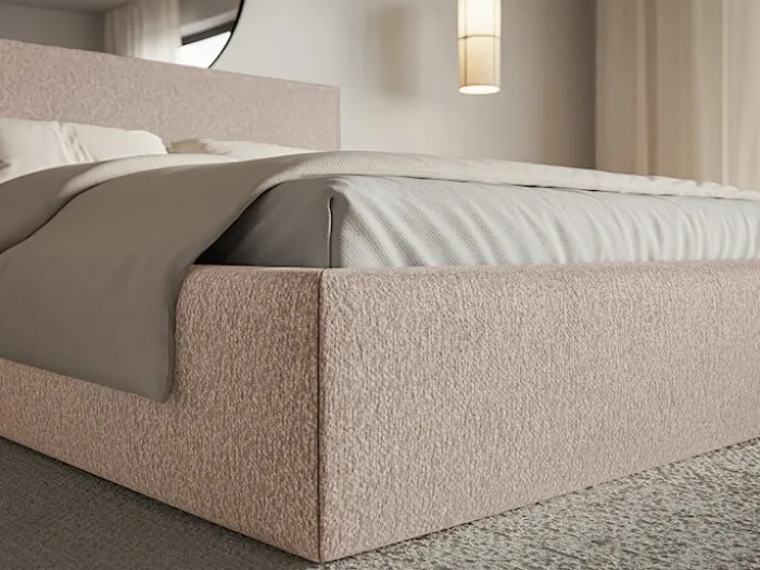 Łóżko tapicerowane 180x200 cm Softie ciemnobeżowe szenil