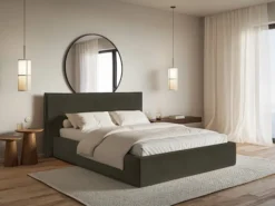 Łóżko tapicerowane 180x200 cm Softie ciemnozielone welur hydrofobowy