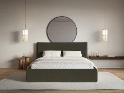 Łóżko tapicerowane 180x200 cm Softie ciemnozielone welur hydrofobowy
