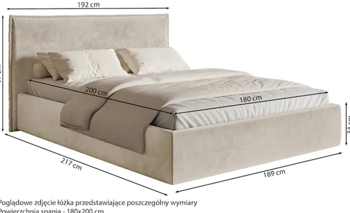 Łóżko tapicerowane 180x200 cm Softie Slim szarobrązowe welur hydrofobowy