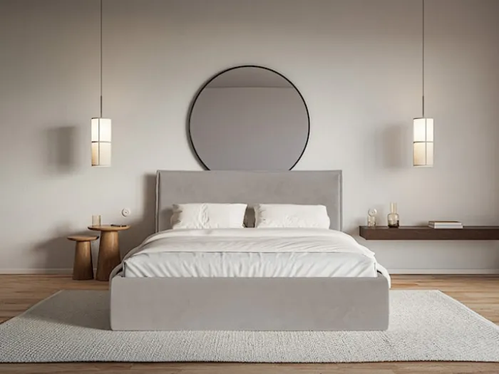 Łóżko tapicerowane 180x200 cm Softie Slim szarobrązowe welur hydrofobowy