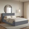 Łóżko tapicerowane 140x200 cm Softie Slim z pojemnikiem grafitowe szenil stelaż metalowy