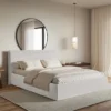 Łóżko tapicerowane 160x200 cm Softie Slim z pojemnikiem jasnoszare szenil stelaż metalowy