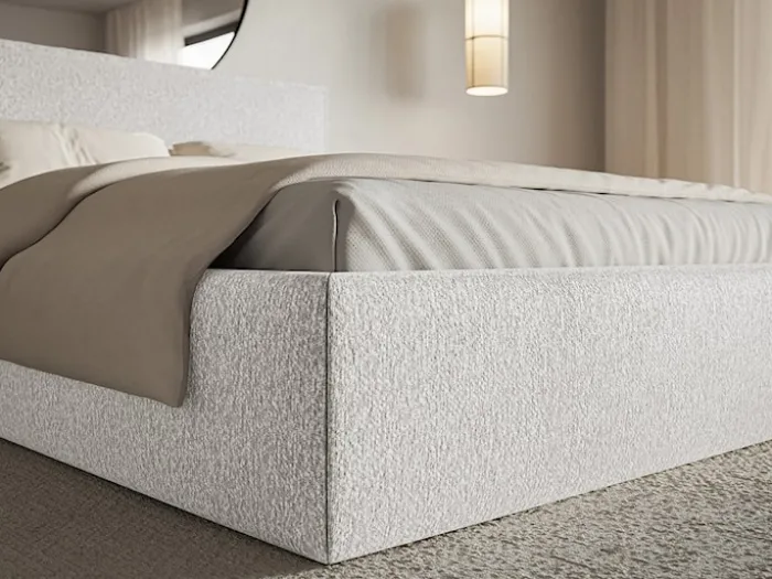 Łóżko tapicerowane 160x200 cm Softie Slim z pojemnikiem jasnoszare szenil stelaż metalowy