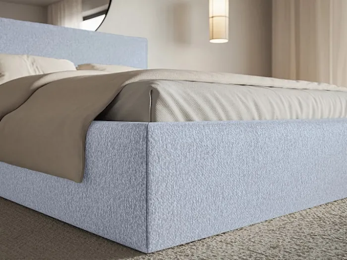 Łóżko tapicerowane 160x200 cm Softie Slim błękitne szenil