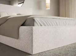 Łóżko tapicerowane 160x200 cm Softie Slim beżowe szenil
