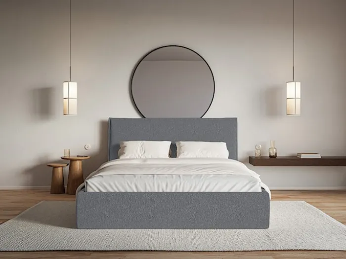 Łóżko tapicerowane 180x200 cm Softie Slim z pojemnikiem grafitowe szenil stelaż metalowy