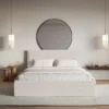 Łóżko tapicerowane 180x200 cm Softie Slim z pojemnikiem beżowe szenil stelaż metalowy