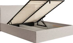 Łóżko tapicerowane 180x200 cm Softie Slim z pojemnikiem beżowe szenil stelaż metalowy