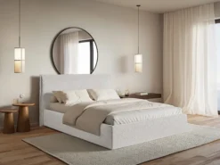 Łóżko tapicerowane 180x200 cm Softie Slim jasnoszare szenil