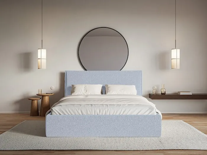 Łóżko tapicerowane 180x200 cm Softie Slim błękitne szenil