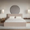 Łóżko tapicerowane 180x200 cm Softie Slim ciemnobeżowe szenil