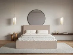 Łóżko tapicerowane 180x200 cm Softie Slim ciemnobeżowe szenil