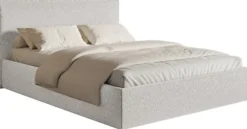 Łóżko tapicerowane 200x200 cm Softie Slim z pojemnikiem jasnoszare szenil stelaż metalowy