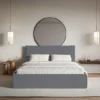 Łóżko tapicerowane 200x200 cm Softie Slim grafitowe szenil
