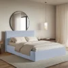 Łóżko tapicerowane 200x200 cm Softie Slim błękitne szenil