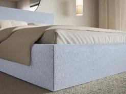 Łóżko tapicerowane 200x200 cm Softie Slim błękitne szenil