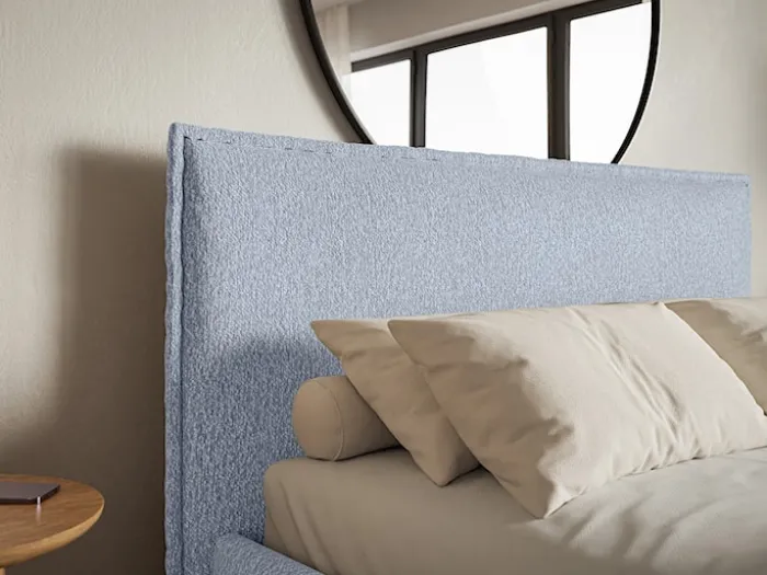 Łóżko tapicerowane 200x200 cm Softie Slim błękitne szenil