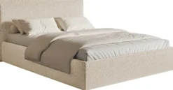 Łóżko tapicerowane 200x200 cm Softie Slim jasnobeżowe szenil
