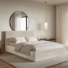 Łóżko tapicerowane 140x200 cm Softie Slim beżowe welur hydrofobowy