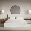 Łóżko tapicerowane 140x200 cm Softie Slim szarobeżowe welur hydrofobowy