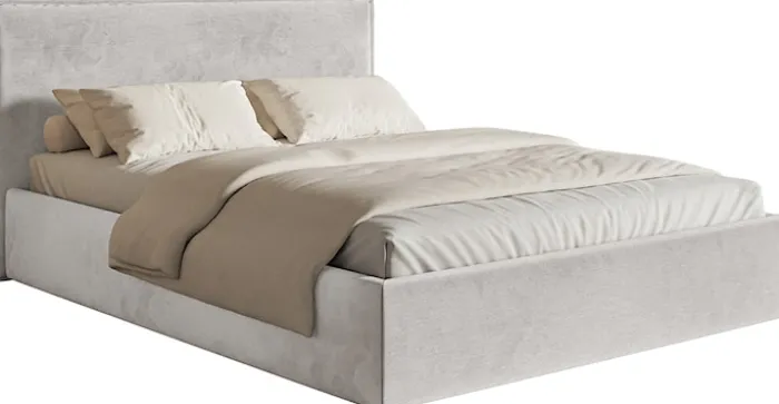 Łóżko tapicerowane 160x200 cm Softie Slim jasnoszare welur hydrofobowy
