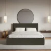Łóżko tapicerowane 160x200 cm Softie Slim ciemnozielone welur hydrofobowy
