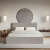 Łóżko tapicerowane 160x200 cm Softie Slim szarobrązowe welur hydrofobowy