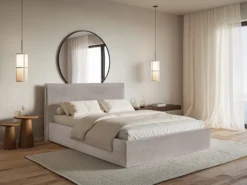 Łóżko tapicerowane 160x200 cm Softie Slim szarobrązowe welur hydrofobowy