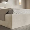 Łóżko tapicerowane 180x200 cm Softie Slim z pojemnikiem beżowe welur hydrofobowy stelaż metalowy