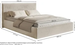 Łóżko tapicerowane 180x200 cm Softie Slim z pojemnikiem beżowe welur hydrofobowy stelaż metalowy