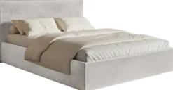 Łóżko tapicerowane 180x200 cm Softie Slim jasnoszare welur hydrofobowy