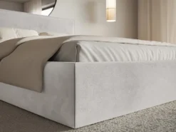 Łóżko tapicerowane 180x200 cm Softie Slim jasnoszare welur hydrofobowy
