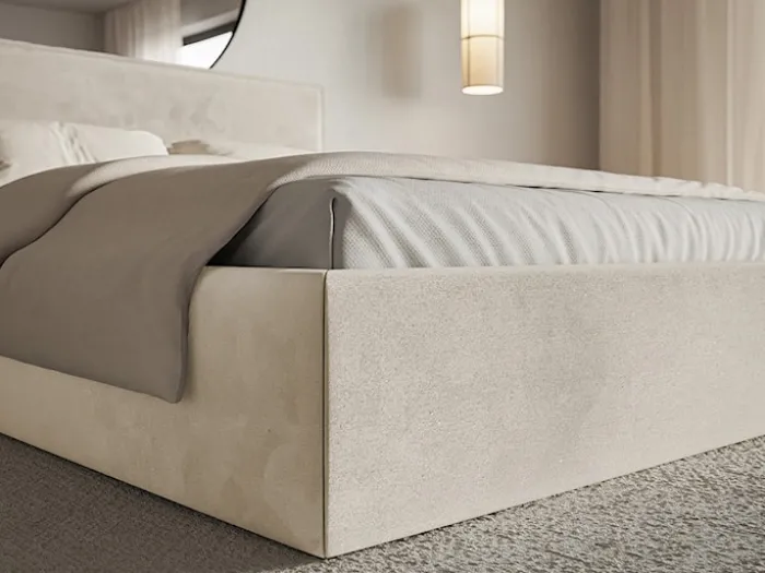 Łóżko tapicerowane 180x200 cm Softie Slim beżowe welur hydrofobowy