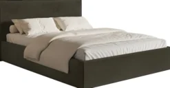 Łóżko tapicerowane 200x200 cm Softie Slim z pojemnikiem ciemnozielone welur hydrofobowy stelaż metalowy
