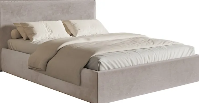 Łóżko tapicerowane 200x200 cm Softie Slim z pojemnikiem szarobrązowe welur hydrofobowy stelaż metalowy