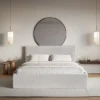 Łóżko tapicerowane 200x200 cm Softie Slim jasnoszare welur hydrofobowy