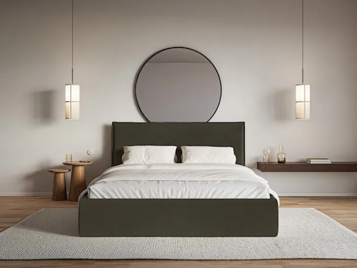 Łóżko tapicerowane 200x200 cm Softie Slim ciemnozielone welur hydrofobowy