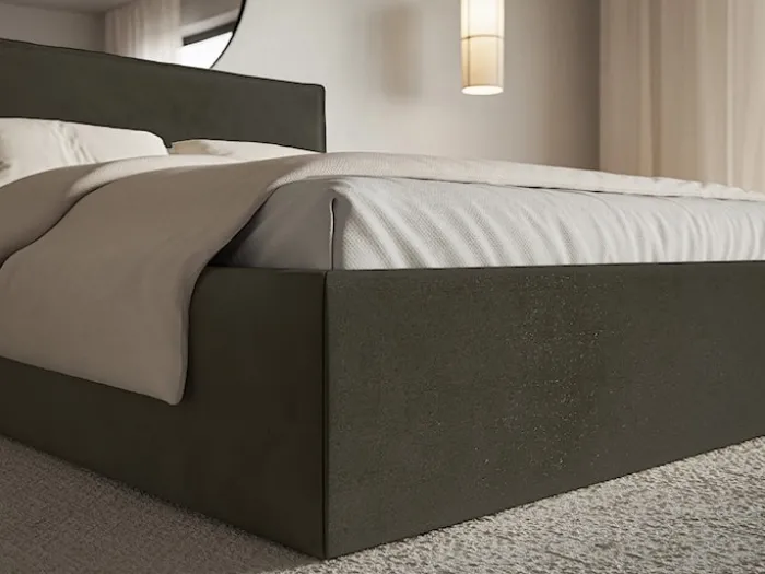 Łóżko tapicerowane 200x200 cm Softie Slim ciemnozielone welur hydrofobowy