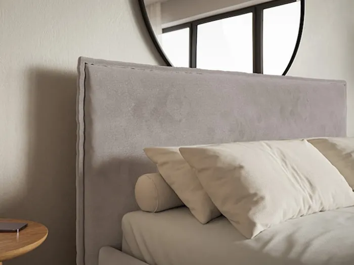 Łóżko tapicerowane 200x200 cm Softie Slim szarobrązowe welur hydrofobowy