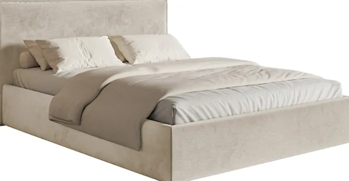 Łóżko tapicerowane 200x200 cm Softie Slim beżowe welur hydrofobowy