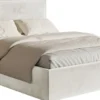 Łóżko tapicerowane 200x200 cm Softie Slim szarobeżowe welur hydrofobowy