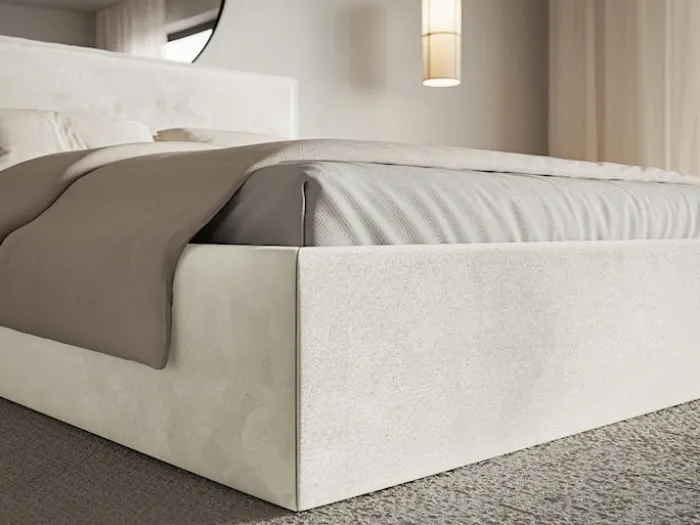 Łóżko tapicerowane 200x200 cm Softie Slim szarobeżowe welur hydrofobowy