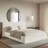 Łóżko tapicerowane 140x200 cm Softie szarobeżowe welur hydrofobowy