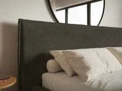 Łóżko tapicerowane 160x200 cm Softie z pojemnikiem ciemnozielone welur hydrofobowy stelaż metalowy