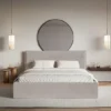 Łóżko tapicerowane 160x200 cm Softie z pojemnikiem szarobrązowe welur hydrofobowy stelaż metalowy